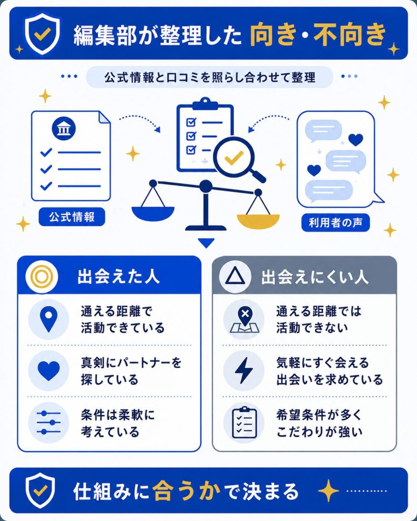 編集部が検証したリザライの向き不向き判断軸の図
