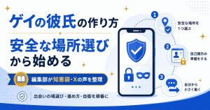 ゲイの彼氏の作り方を安全な場所選びから示す図