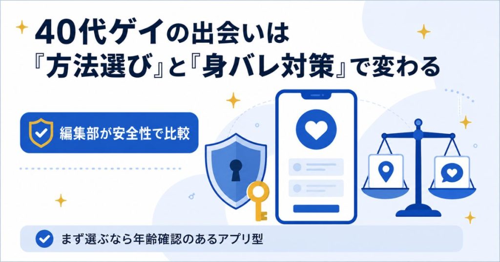 40代ゲイの出会い方法と身バレ対策を整理した図